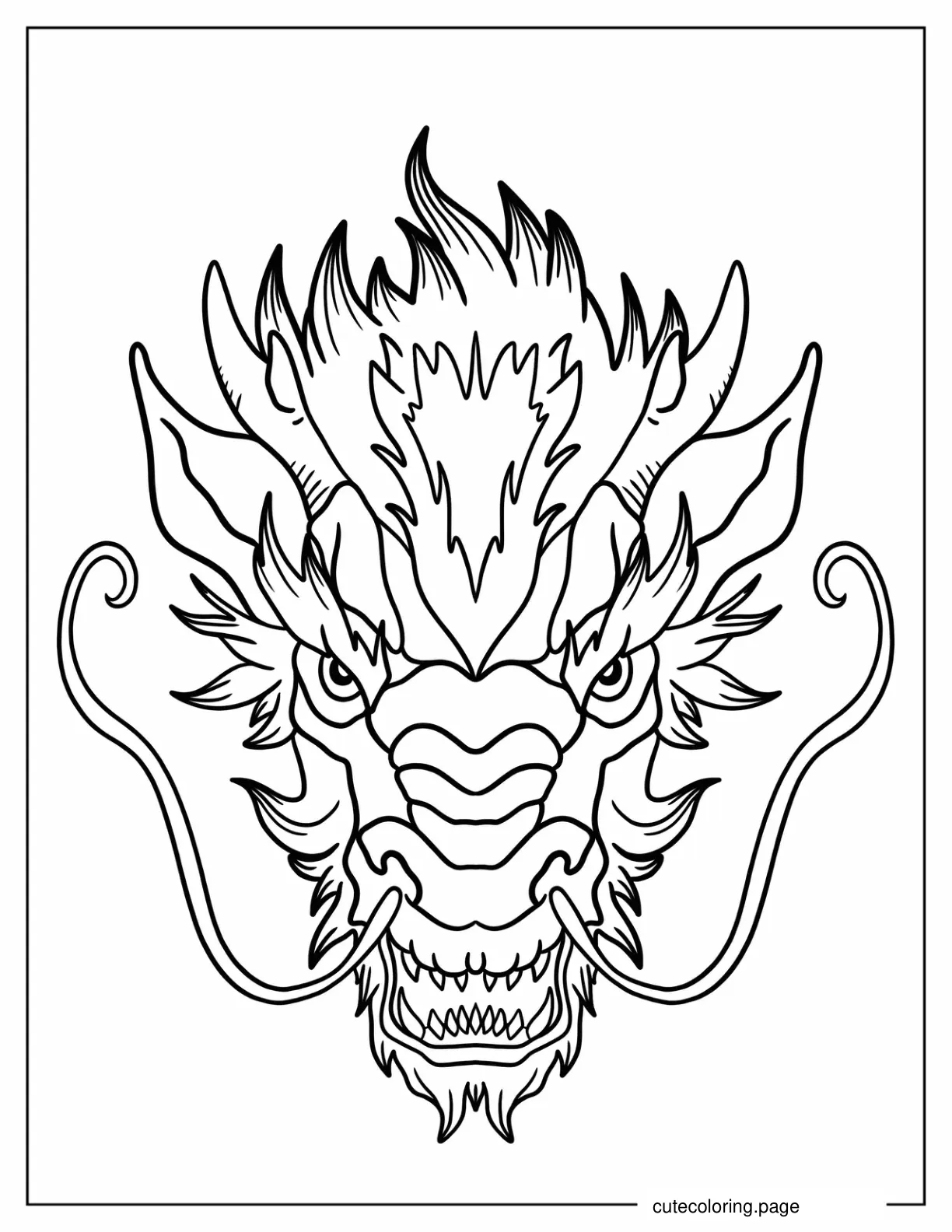 Detailed Dragon Face To Color coloring page