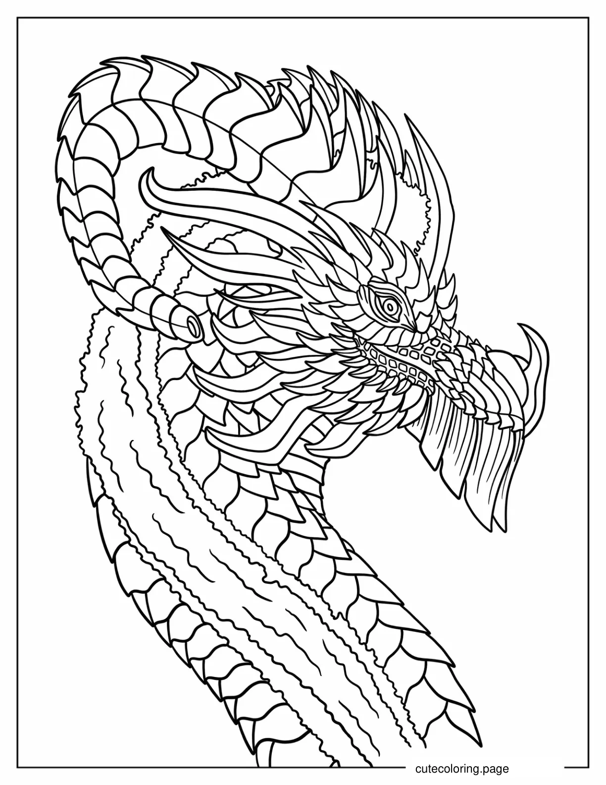 Detailed Dragon Head To Color coloring page