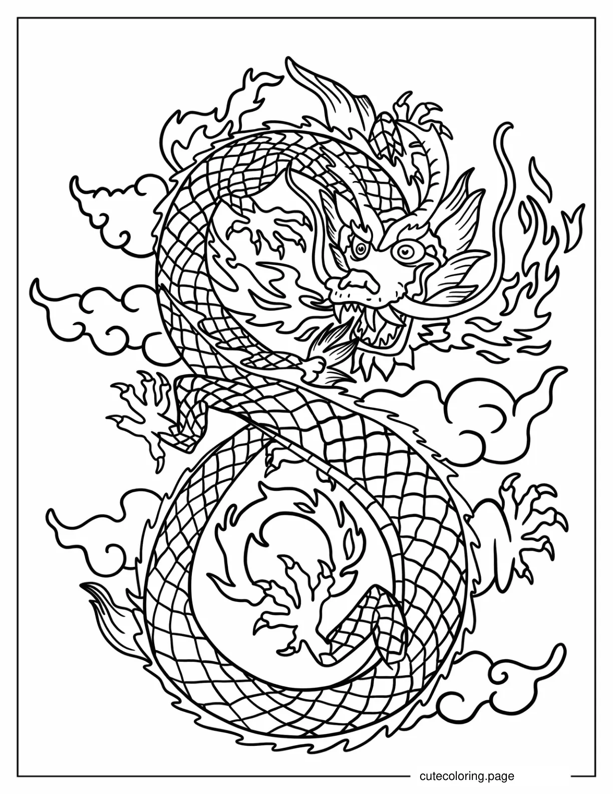 Detailed Mythical Dragon coloring page