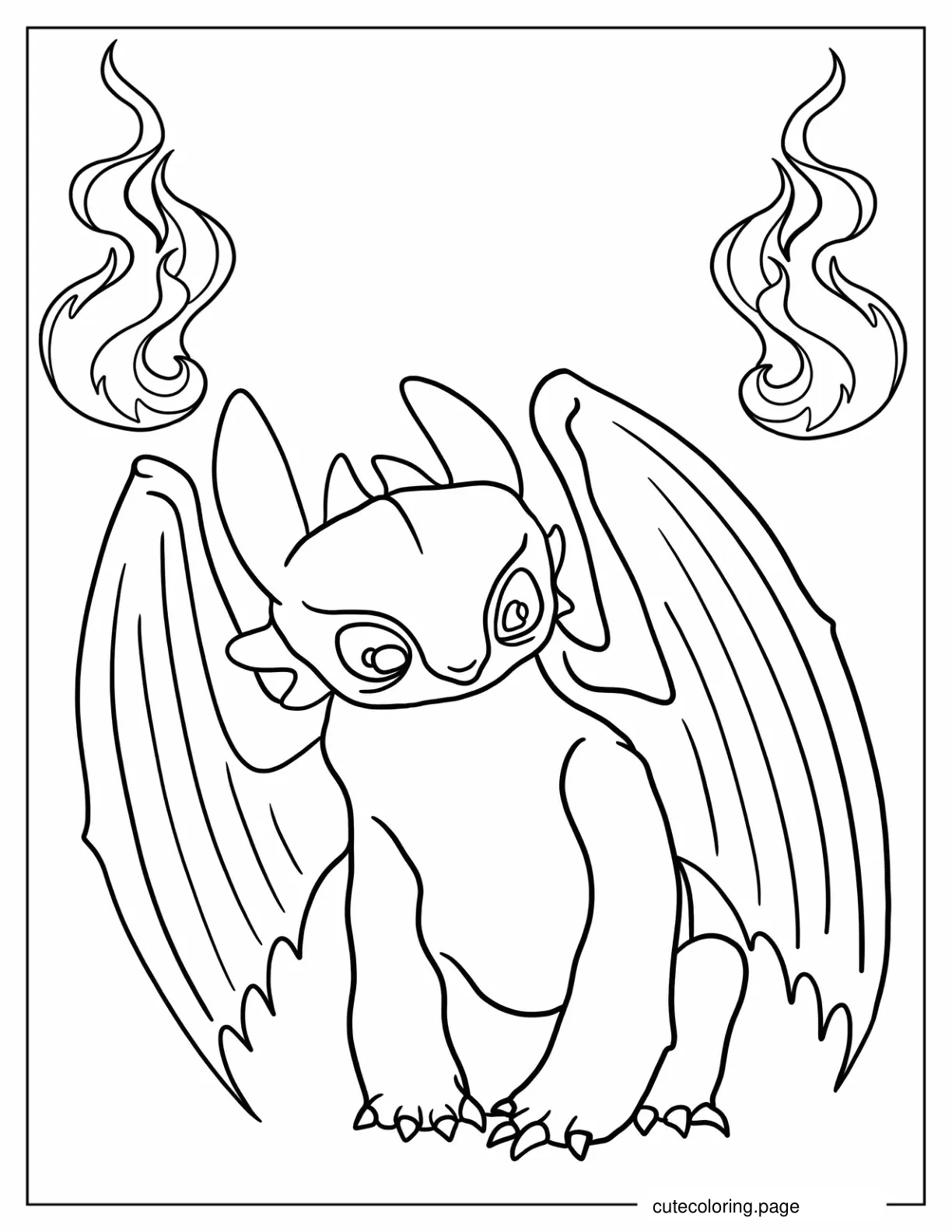 Easy Outline Of Night Fury Dragon coloring page