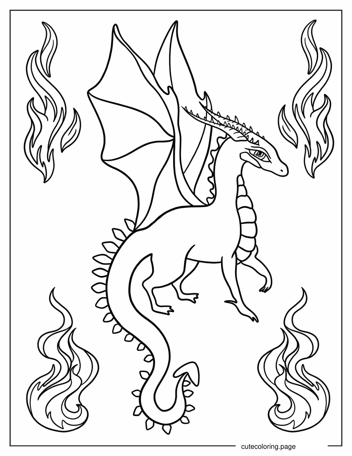 Easy To Color Dragon For Kids coloring page