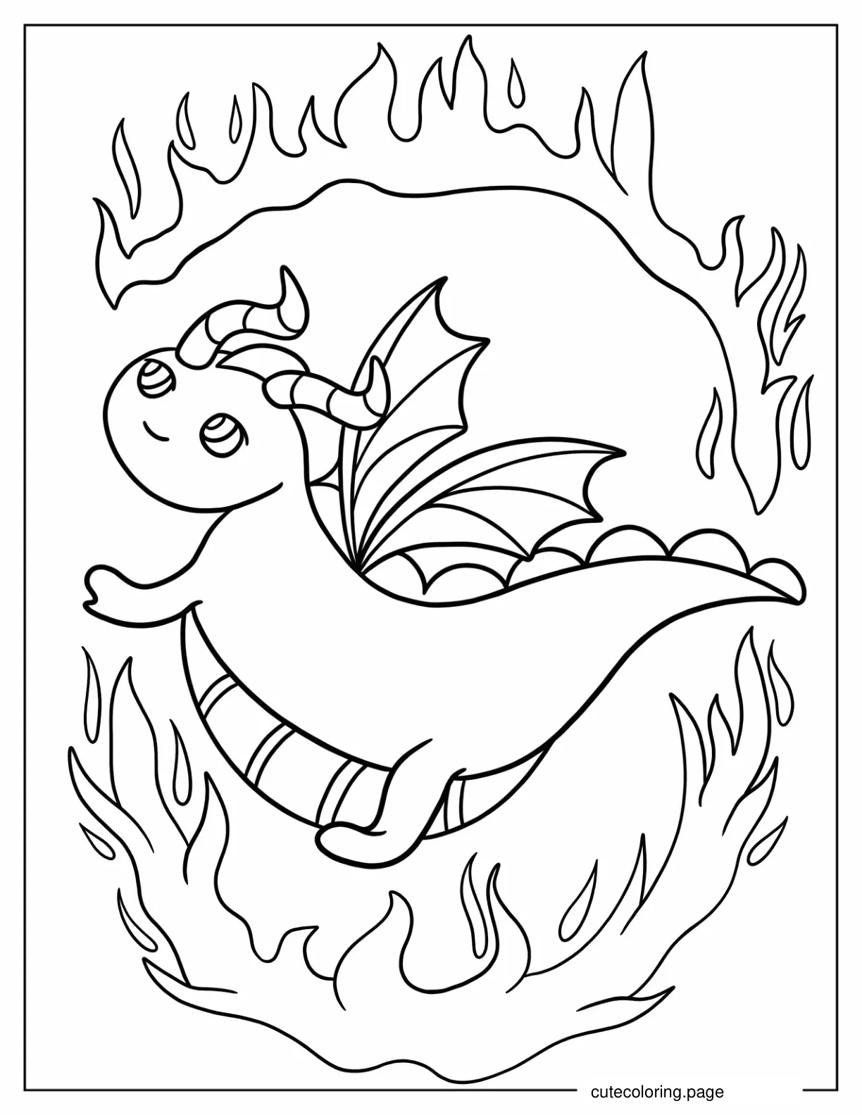 Easy To Color In Dragon For Preschoolers coloring page