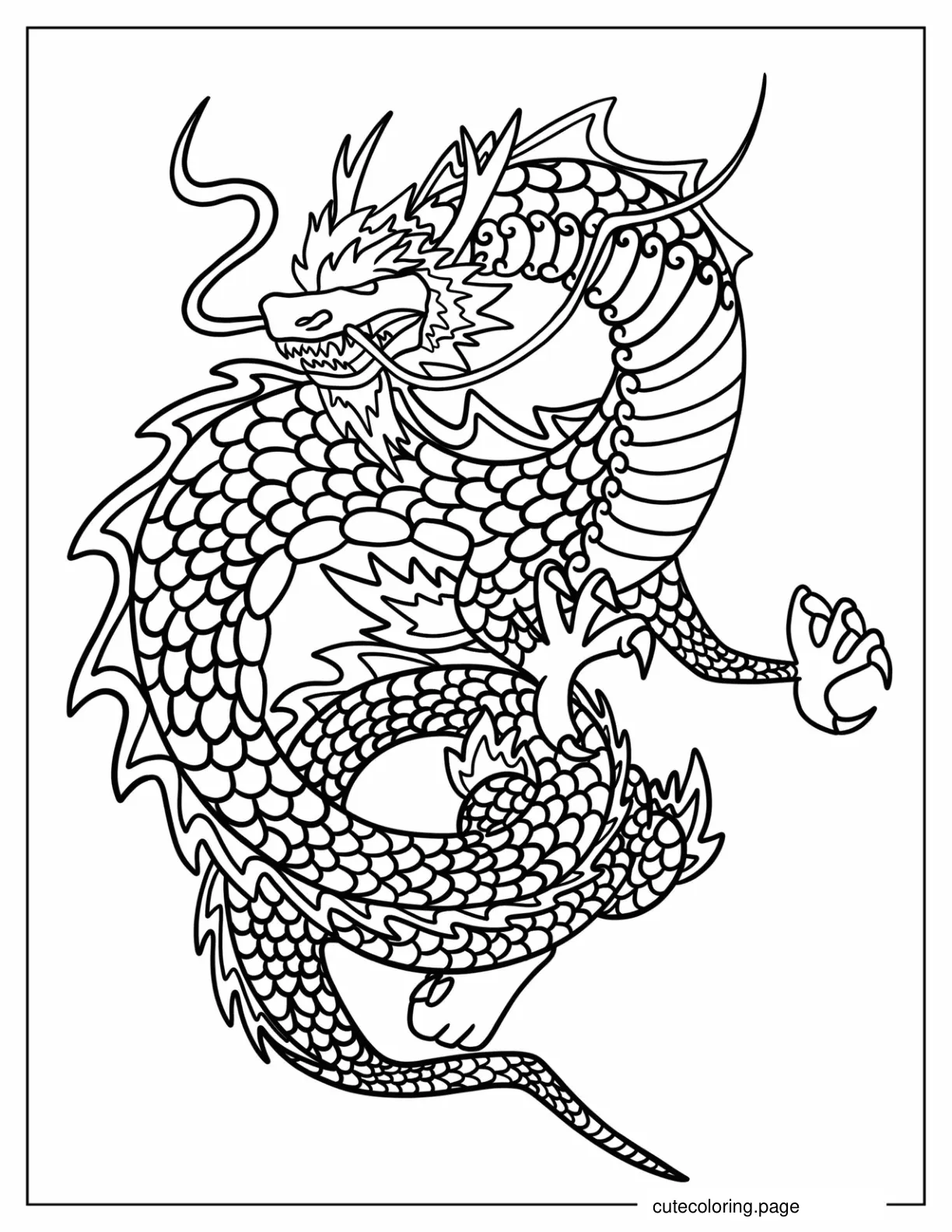 Japanese Themed Dragon To Color coloring page