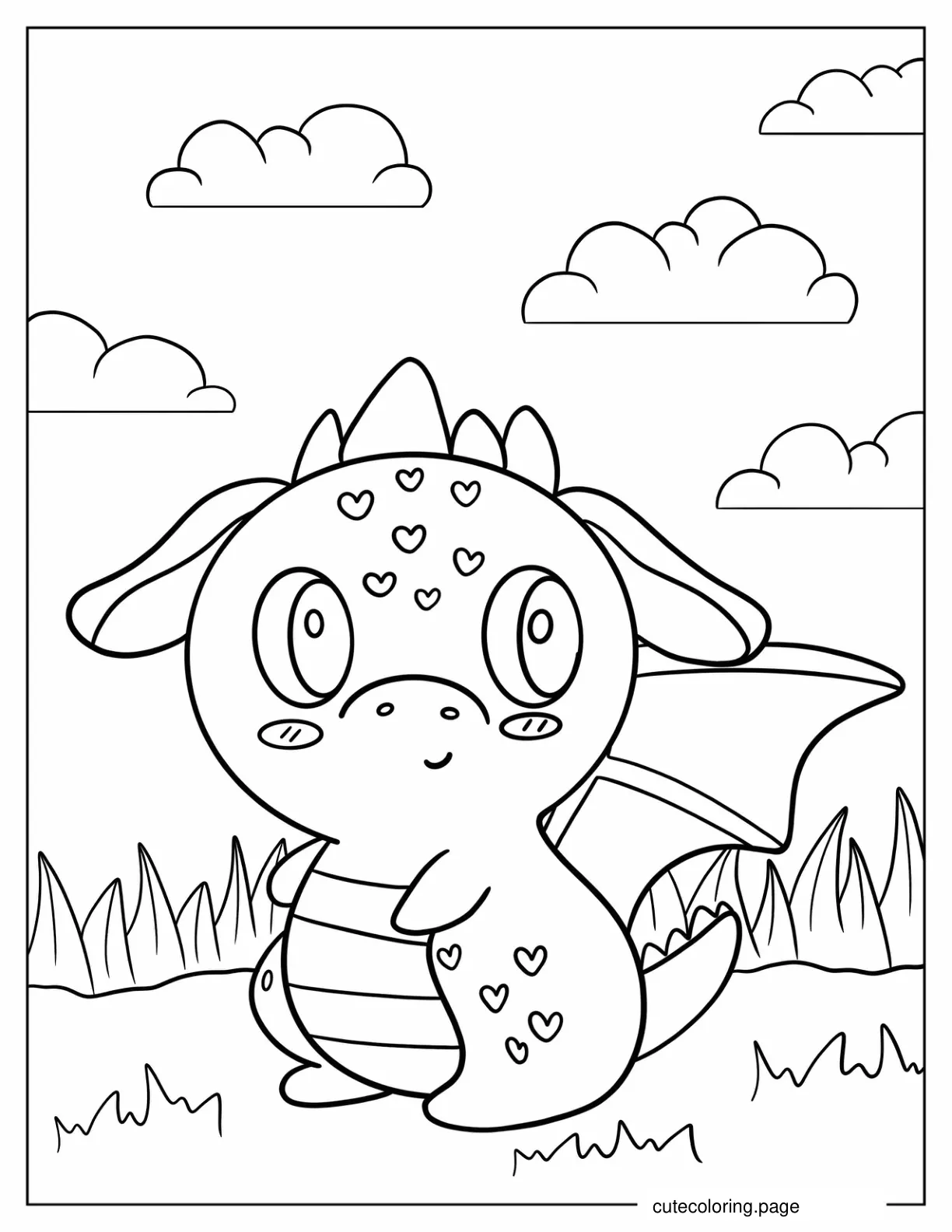 Loveable Looking Cute Dragon To Color coloring page