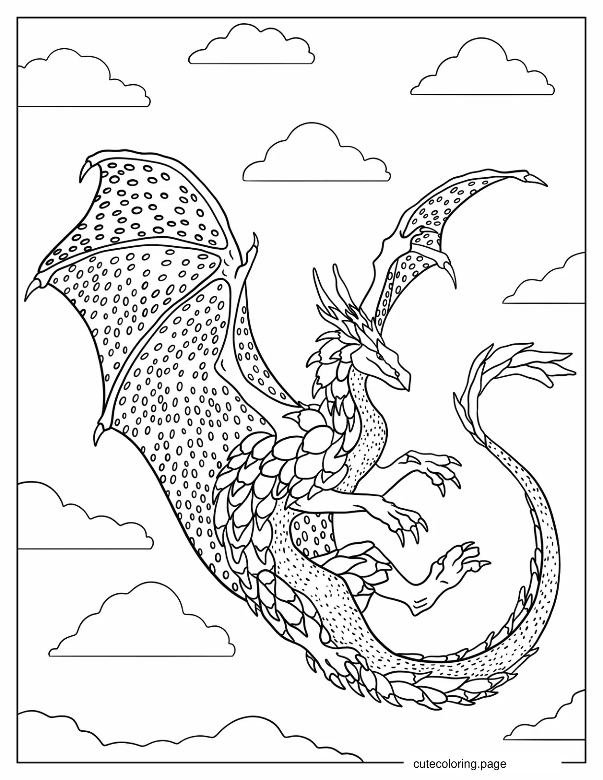 Mythical Dragon With Wings Spread coloring page