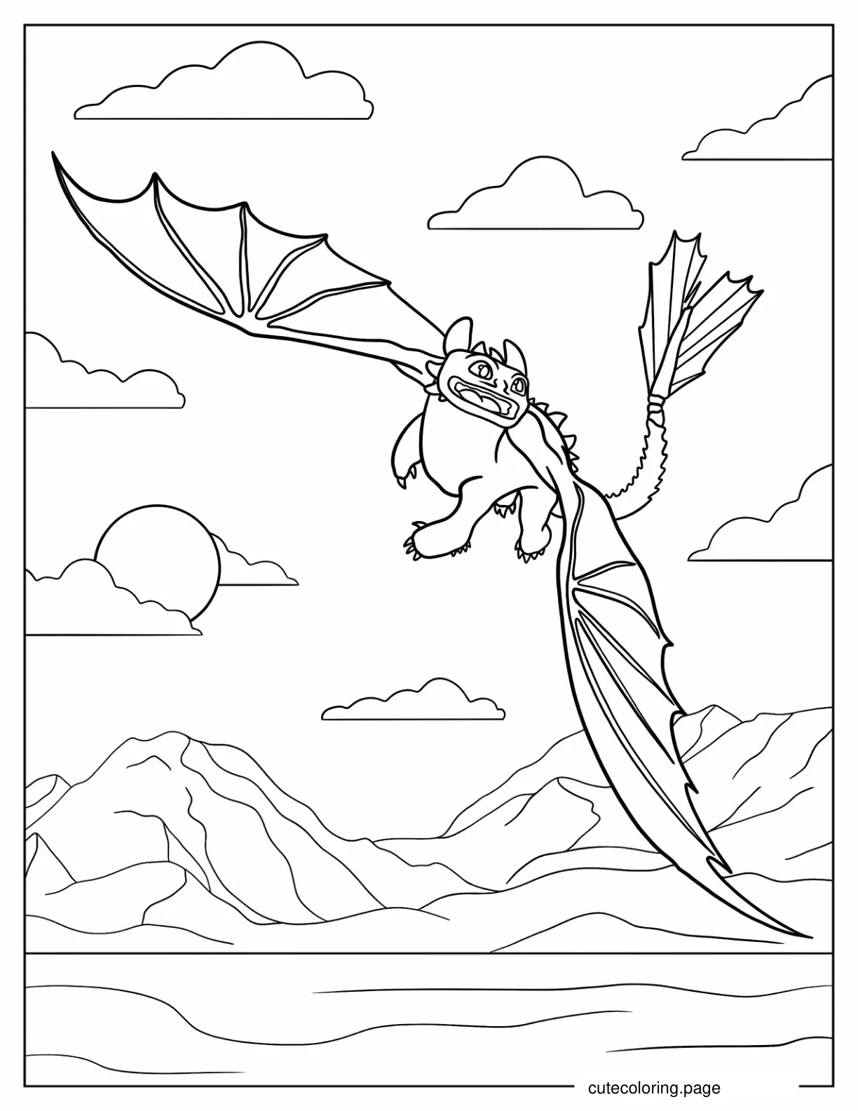 Night Fury Dragon Coloring Sheet coloring page