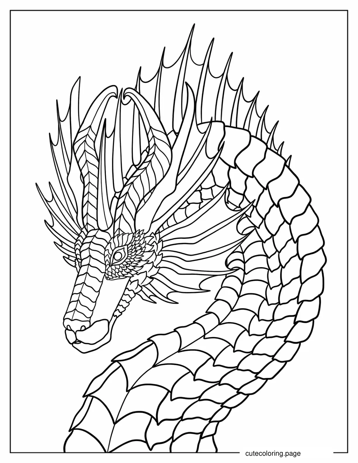 Reptilian Looking Dragon To Color coloring page