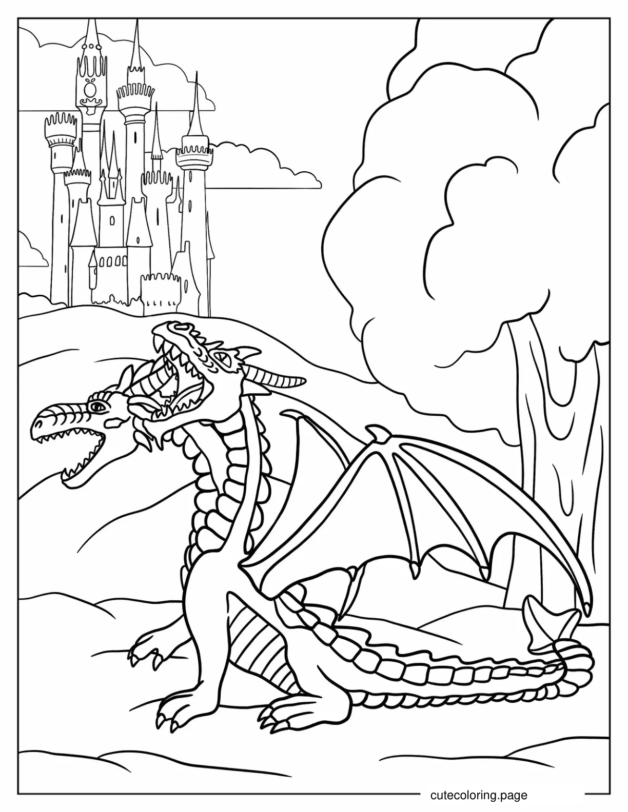 Two Headed Dragon Coloring Sheet coloring page