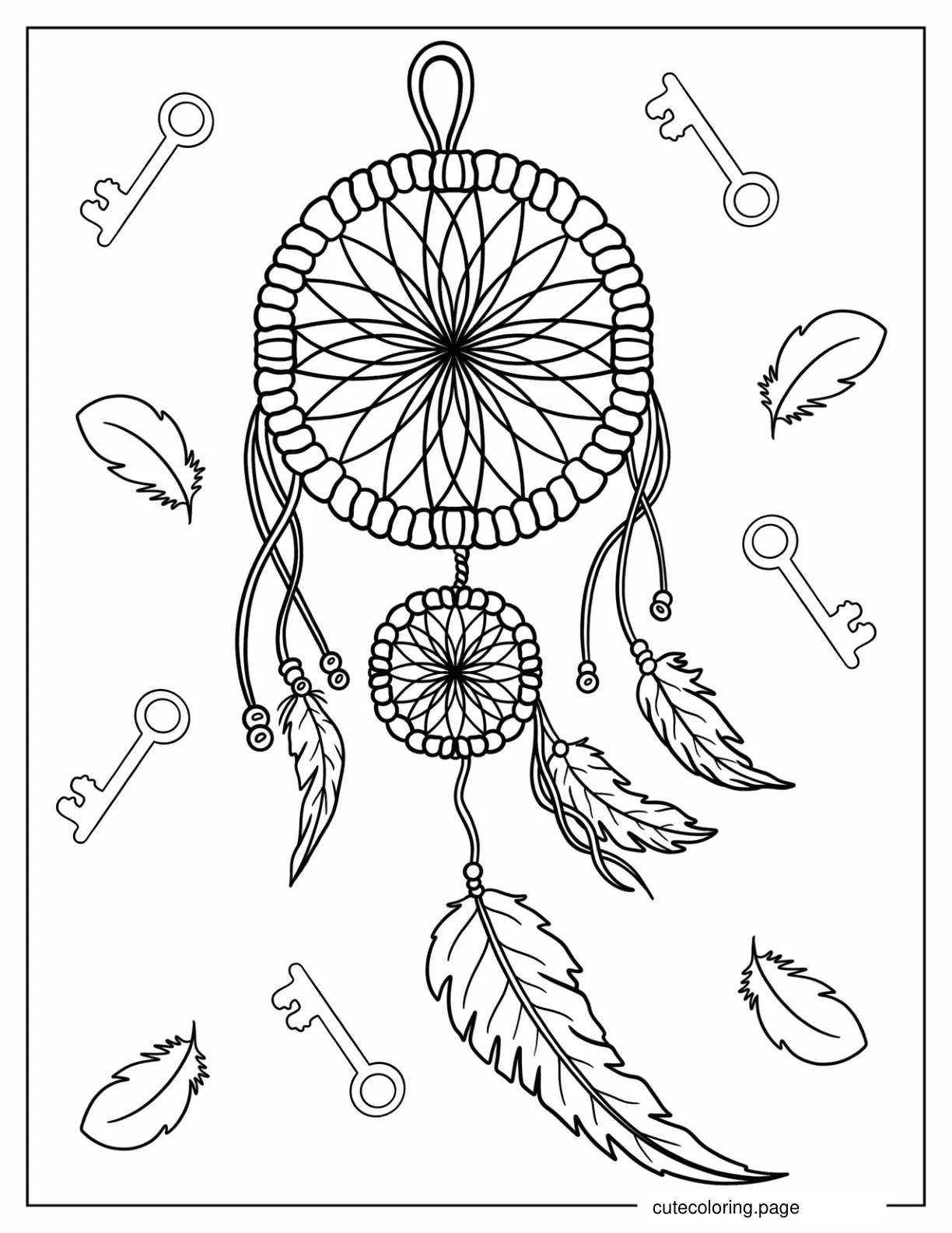 Coloring Sheet Of Simple Round Dreamcatcher coloring page