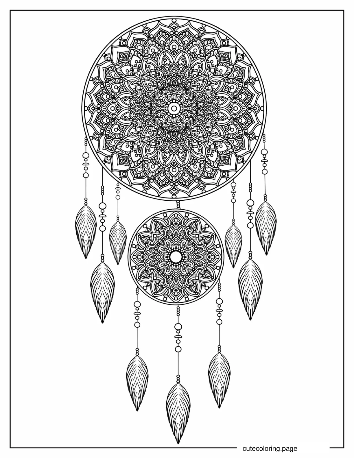 Dreamcatcher With Two Mandalas coloring page