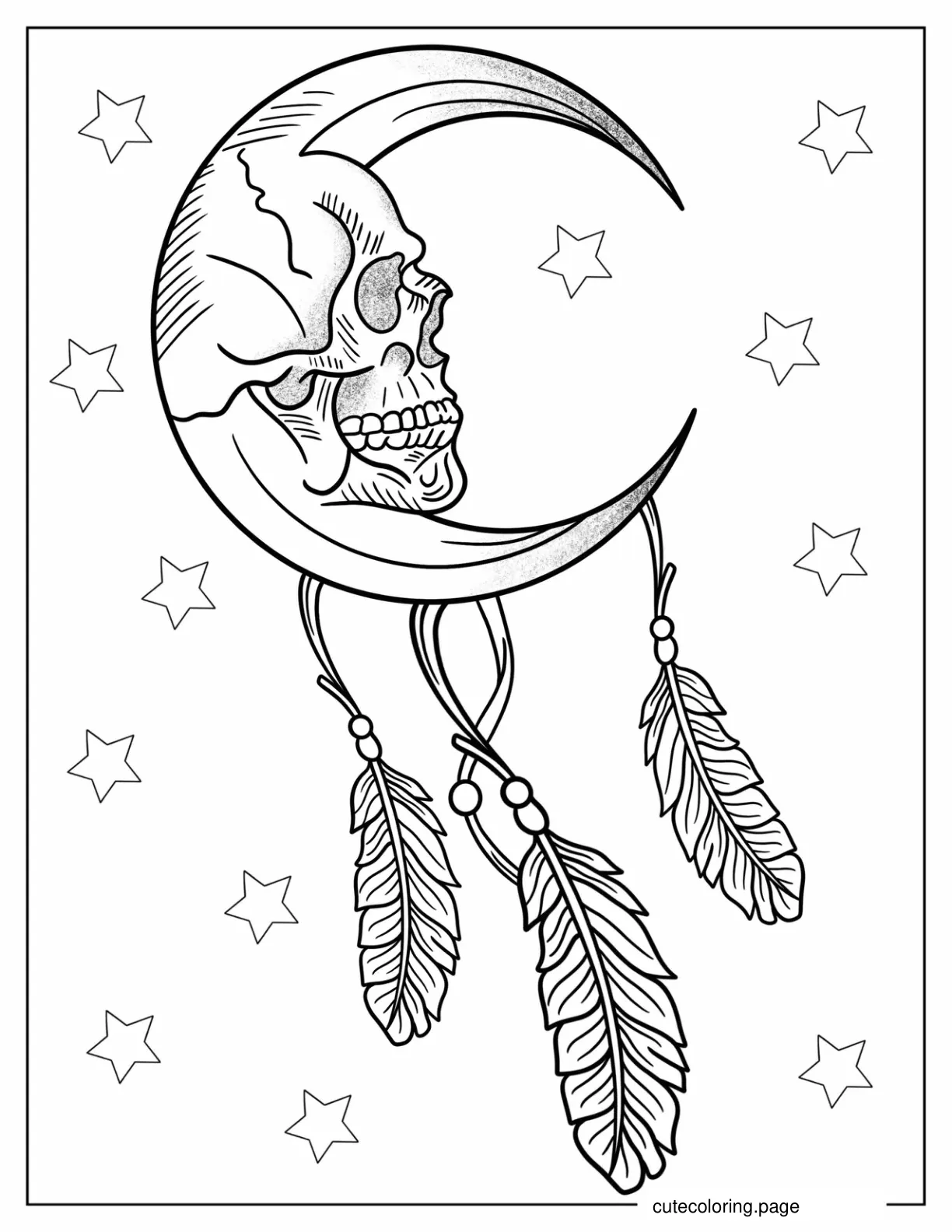 Skull Dreamcatcher Halloween Coloring Page coloring page