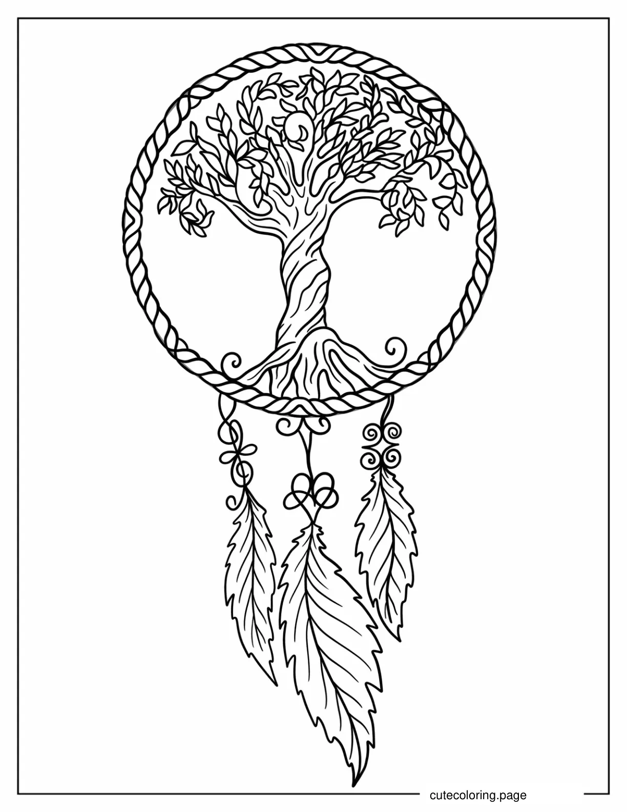 Tree Of Life Dreamcatcher Coloring In coloring page