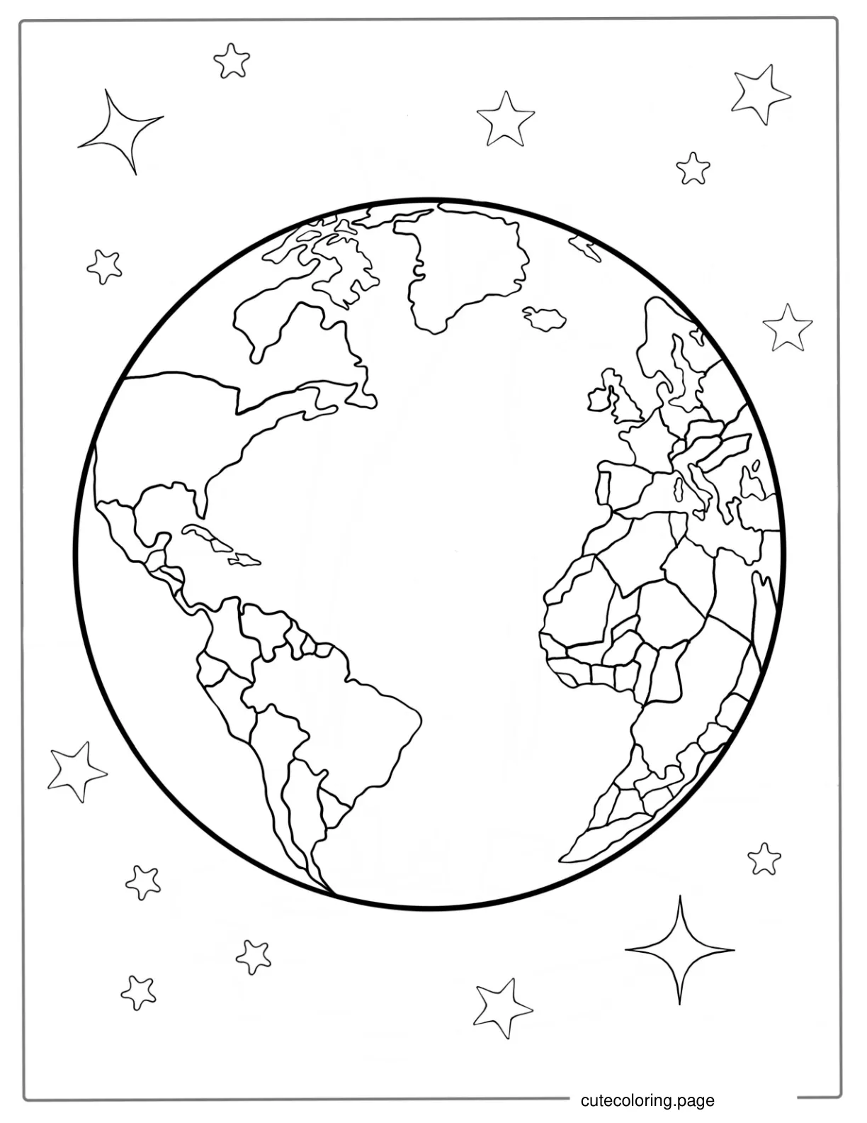 Coloring Page Of Earth With Country Borders coloring page