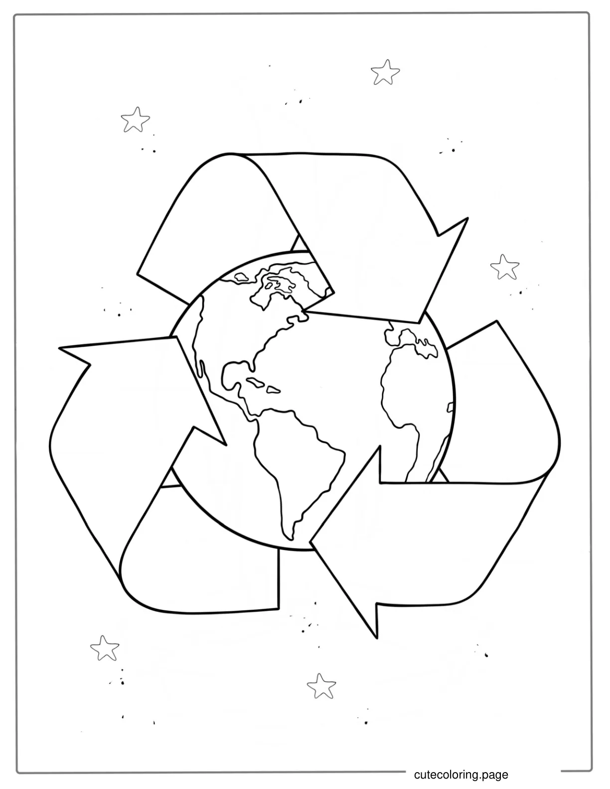 Coloring Page Of Recycling Logo With Earth coloring page