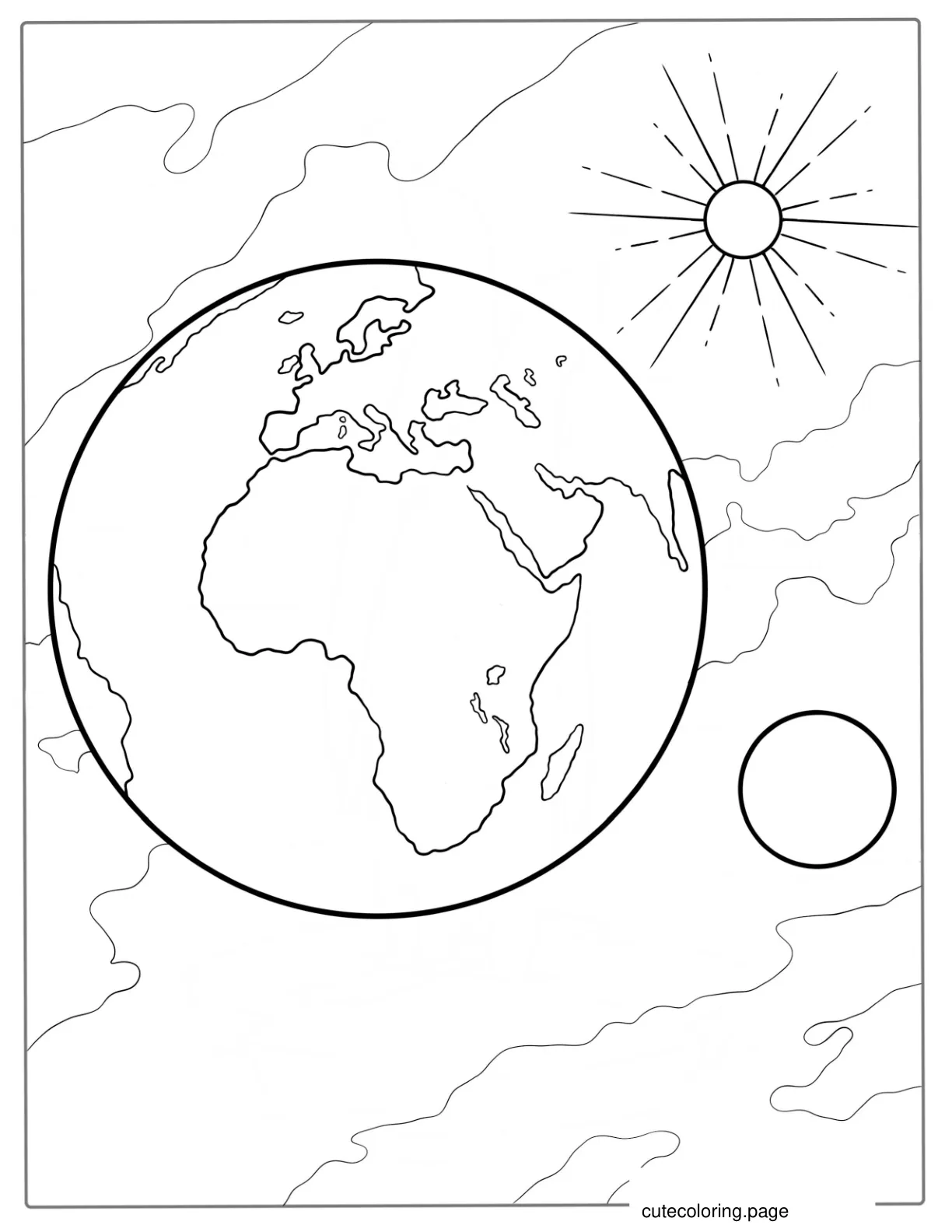 Earth With African Continent To Color coloring page