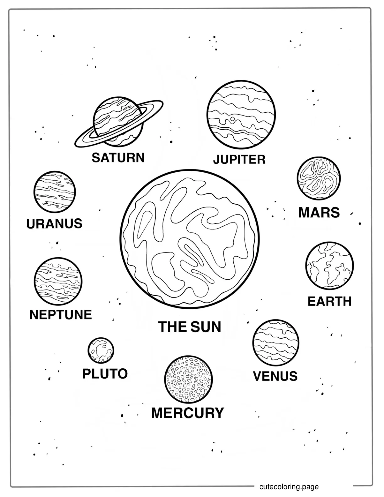 Earth With Other Planets To Color coloring page