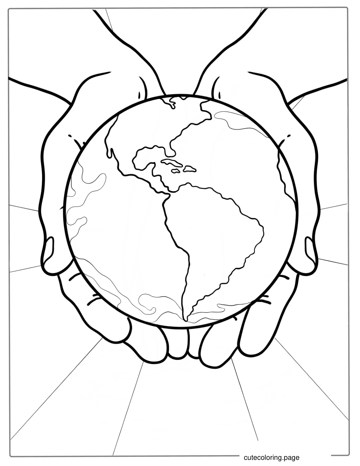 Hands Holding The Earth To Color coloring page