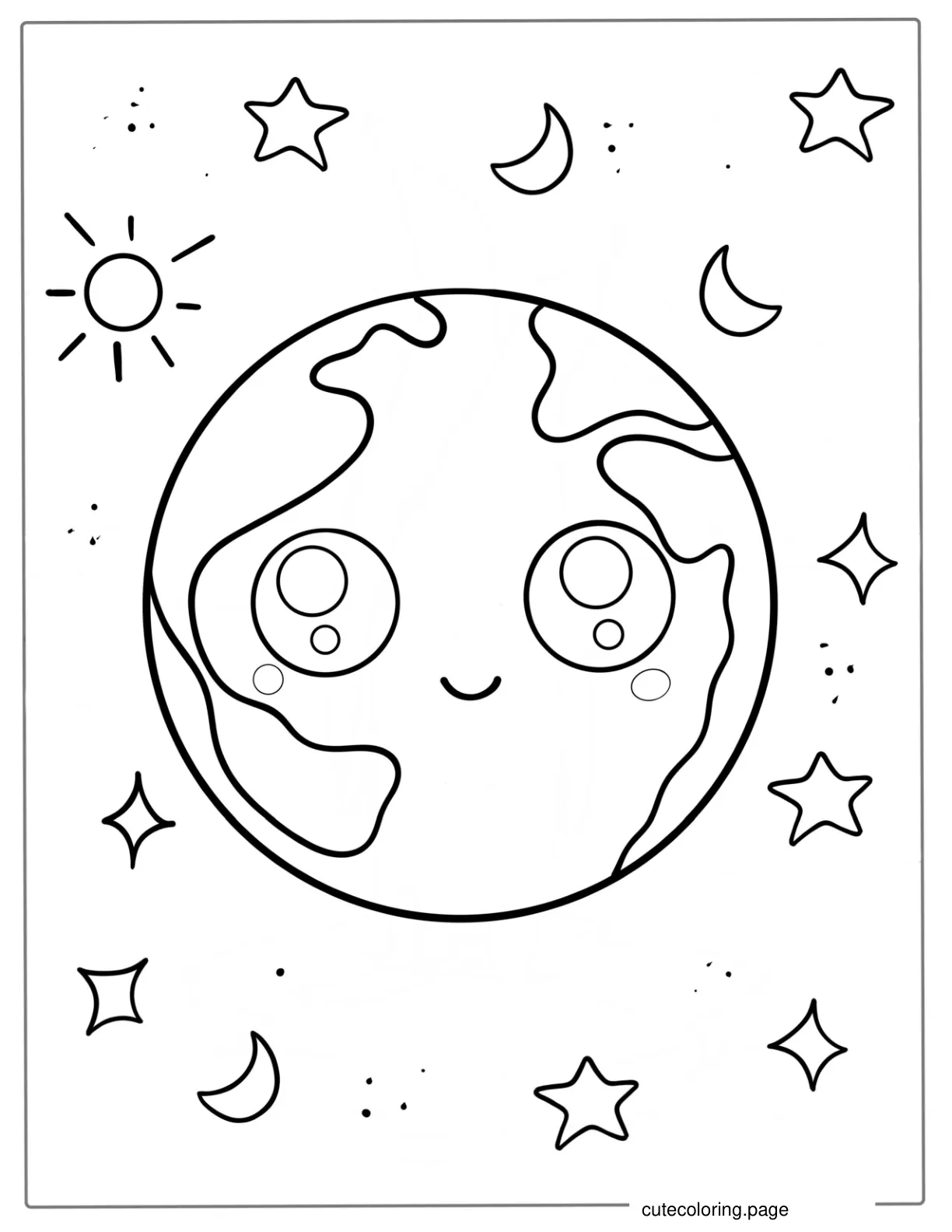 Simple Outline Of Earth To Color For Preschoolers coloring page