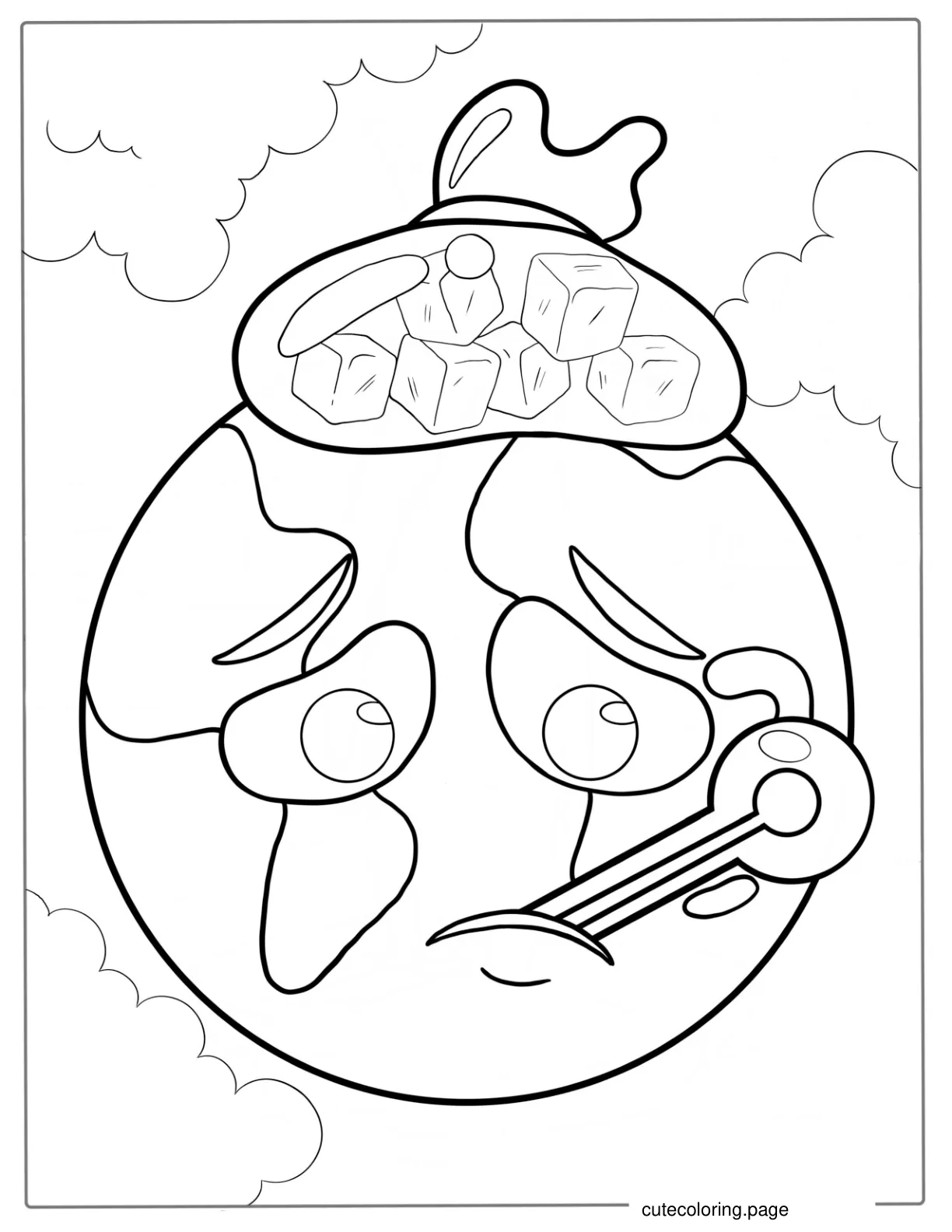 The Earth With An Ice Pack Due To Heating coloring page