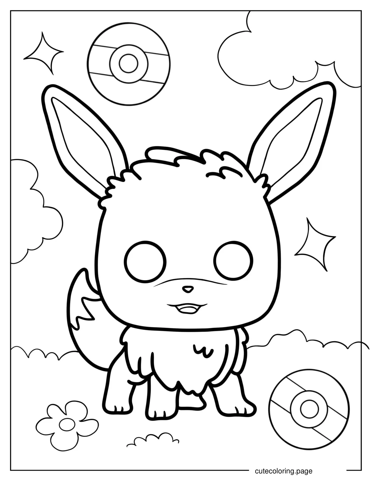 Chibi Eevee Coloring Page For Preschoolers coloring page