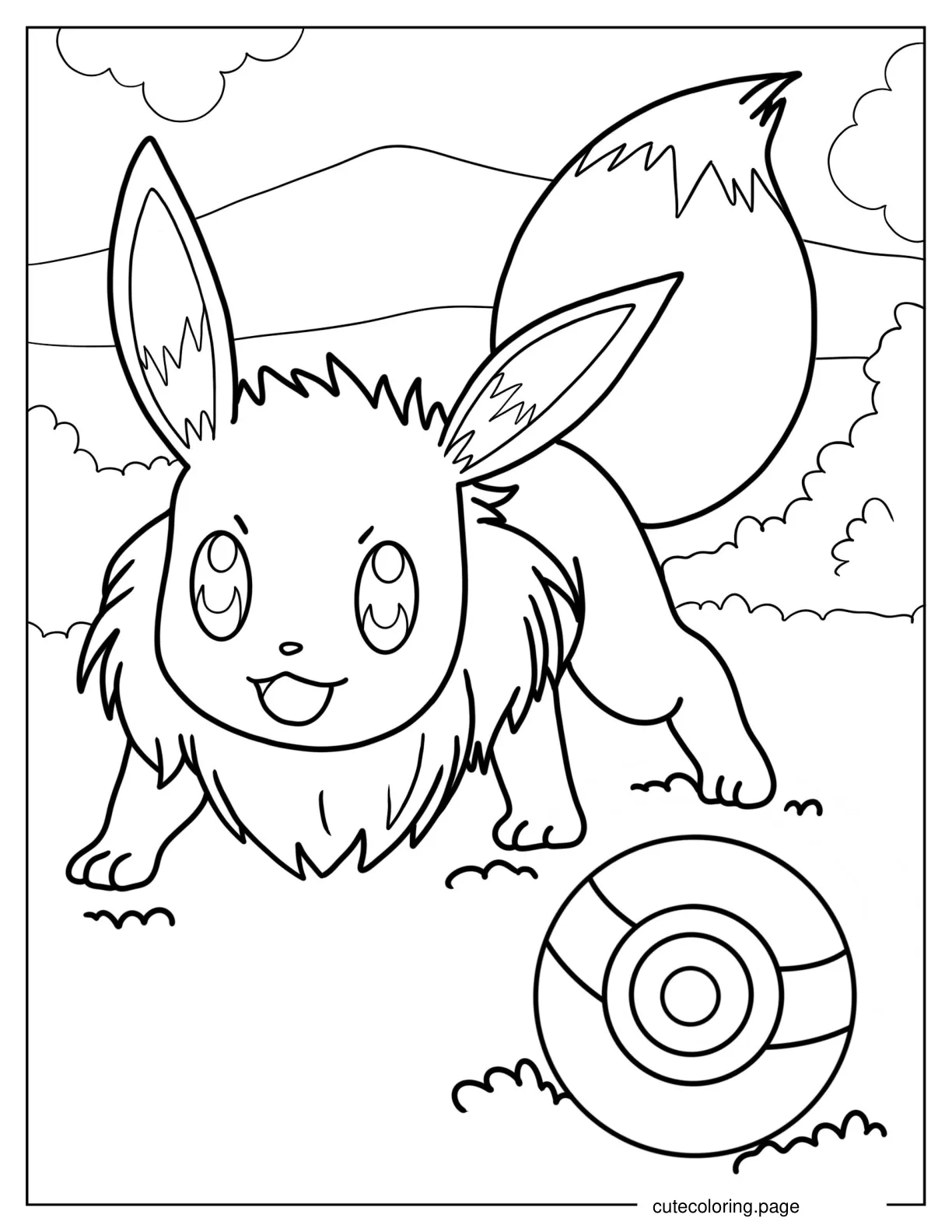 Eevee Summoned From PokeBall coloring page