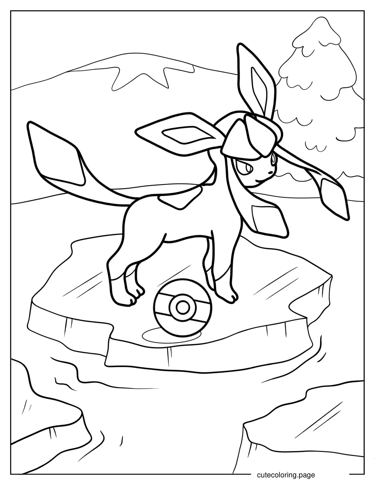 Glaceon Eevee On Ice To Color coloring page