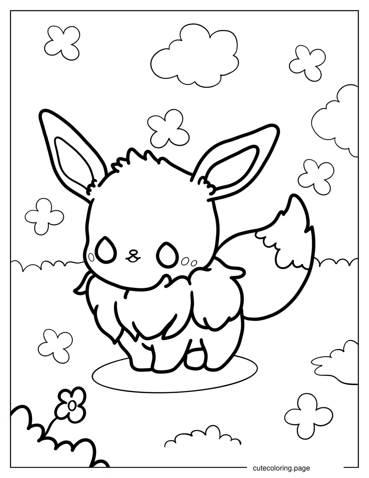 Kawaii Eevee Coloring Page For Kids coloring page