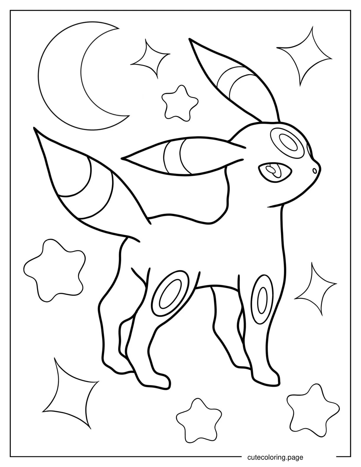 Kawaii Umbreon Eevee Coloring Sheet coloring page