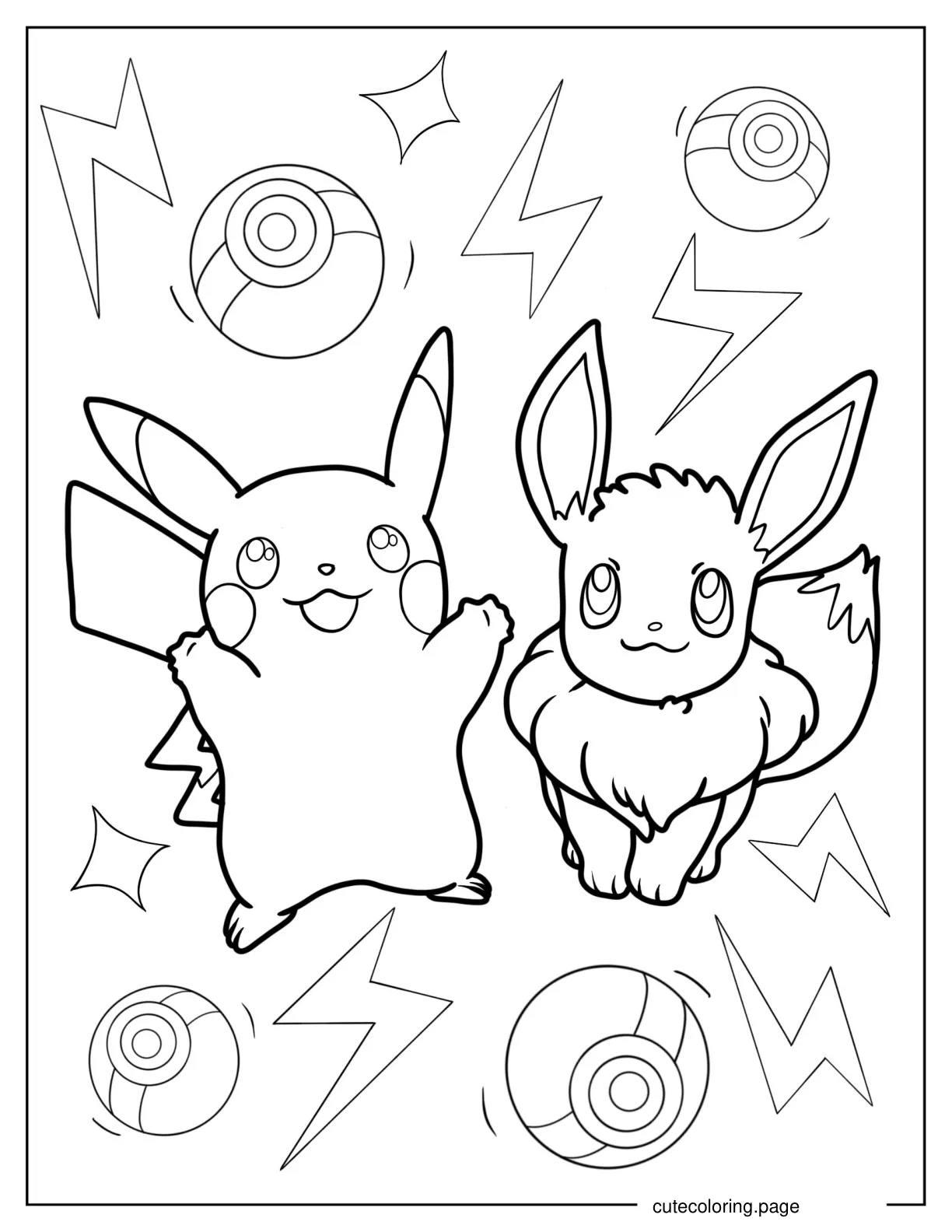 Pikachu And Eevee Coloring In coloring page