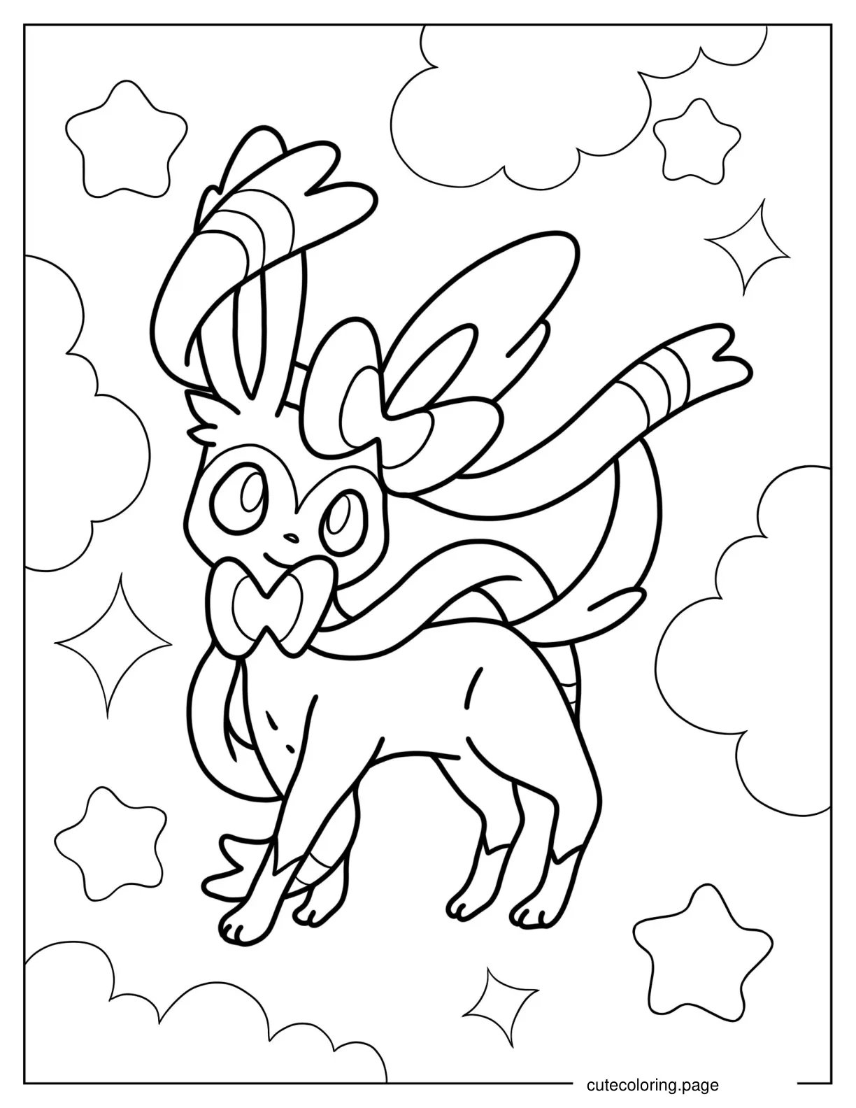 Sylveon Eevee In The Clouds coloring page