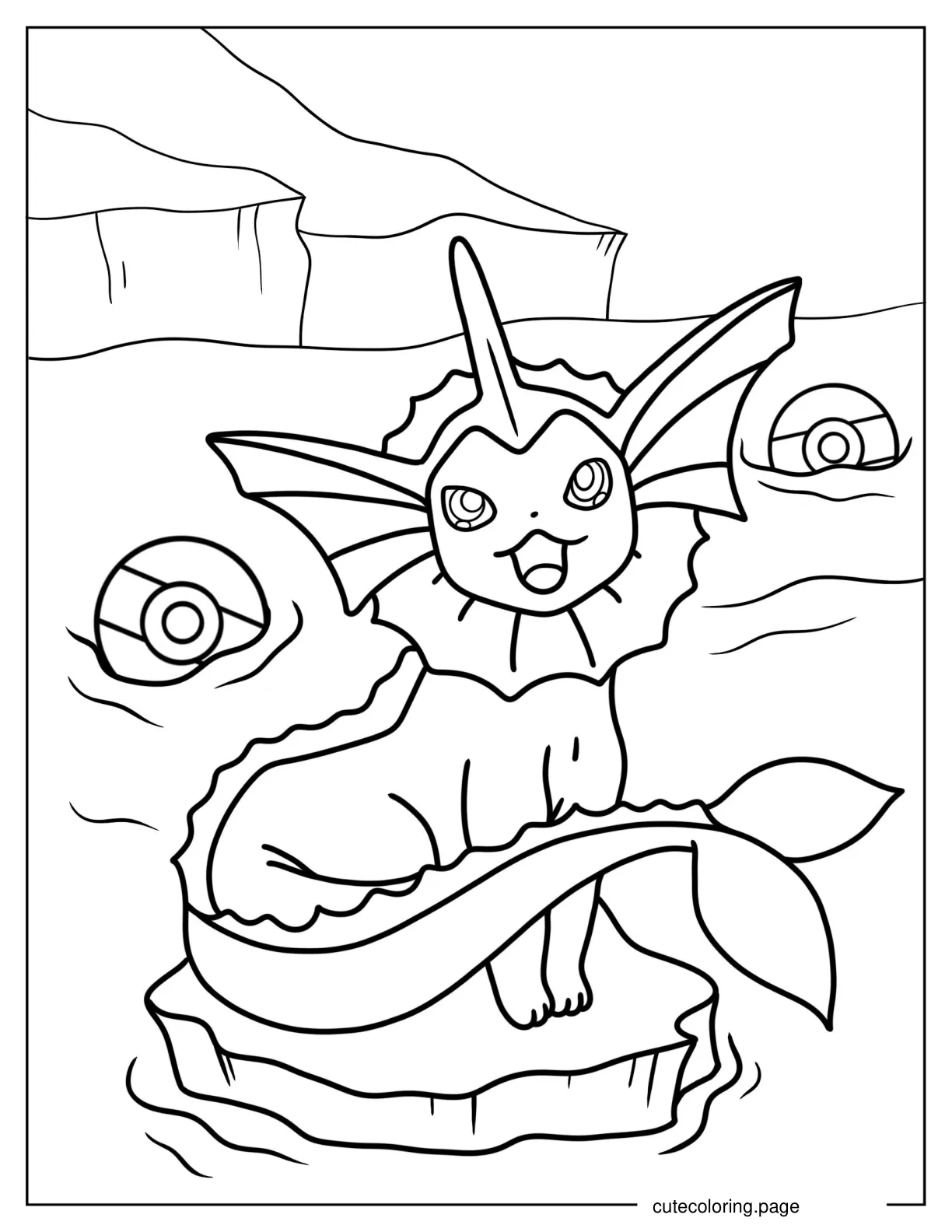 Vaporeon Eevee In the Ocean coloring page