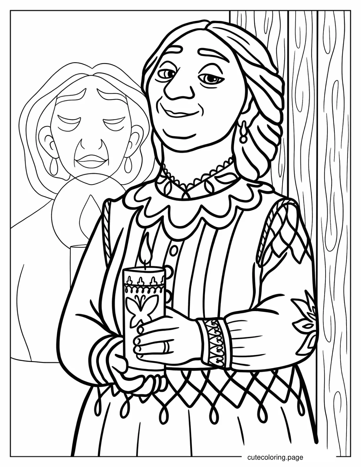 Abuela Alma Holding Magical Candle Coloring In coloring page