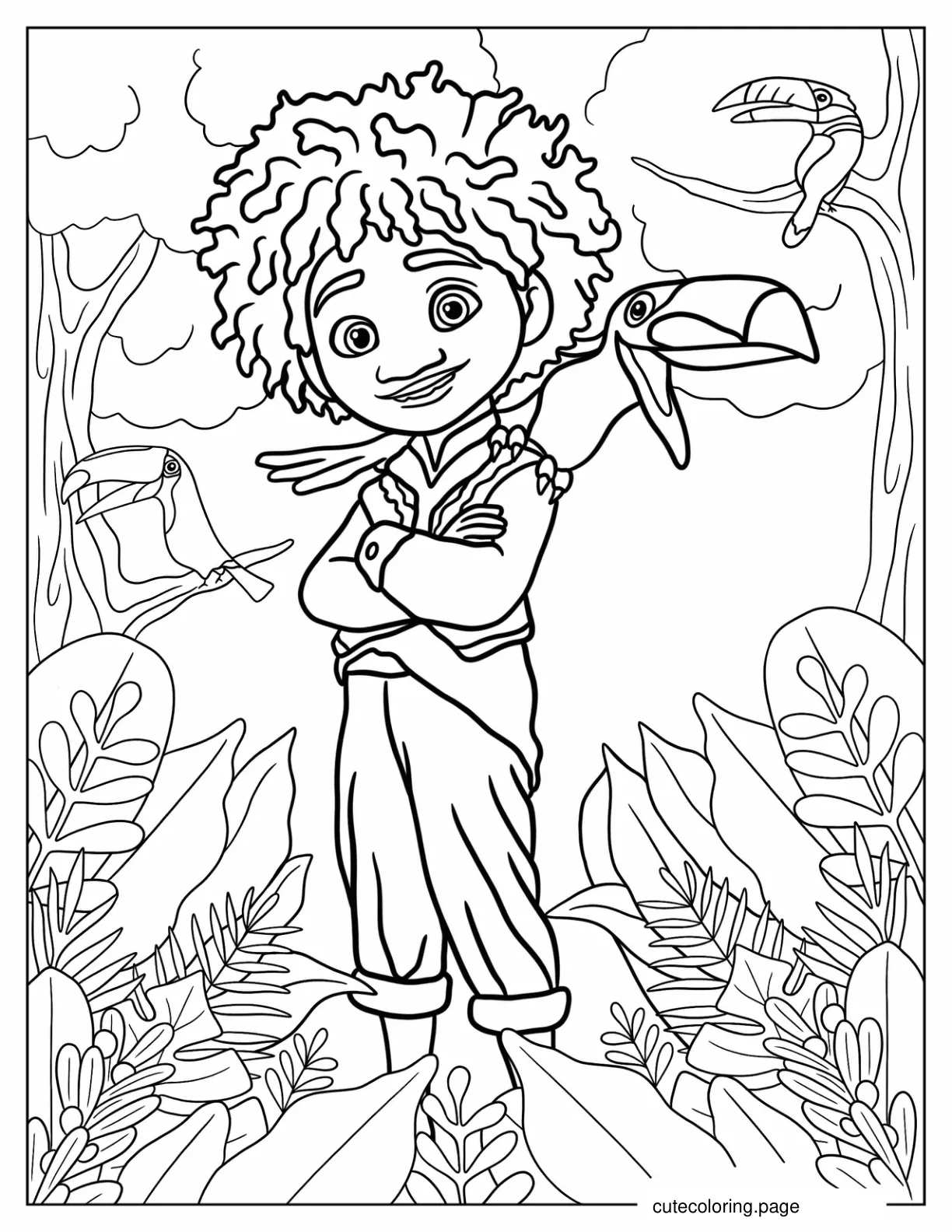 Antonio With Animals Coloring Sheet coloring page