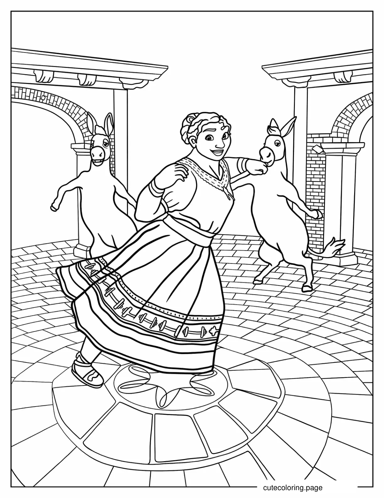 Coloring Sheet Of Luisa Dancing With Donkeys coloring page