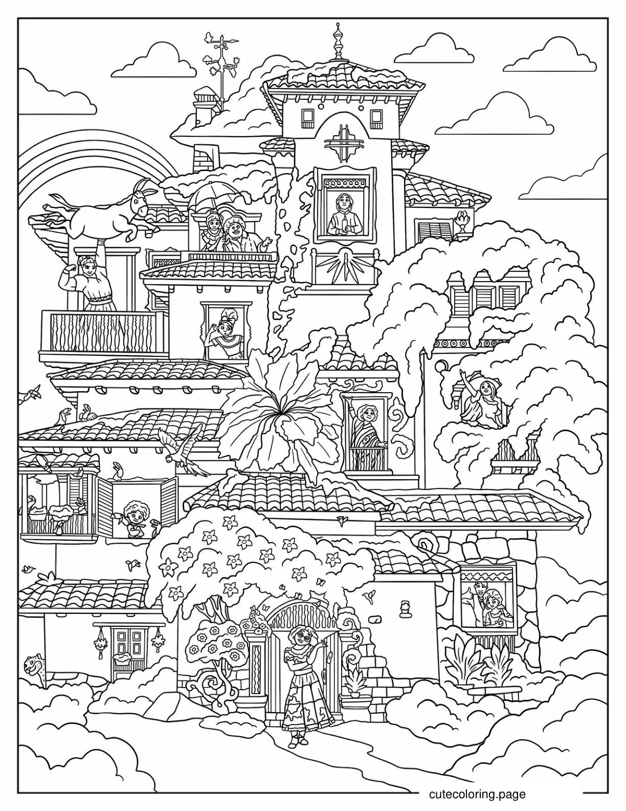 Detailed Coloring Page Of Madrigal Family In Magical Casita coloring page