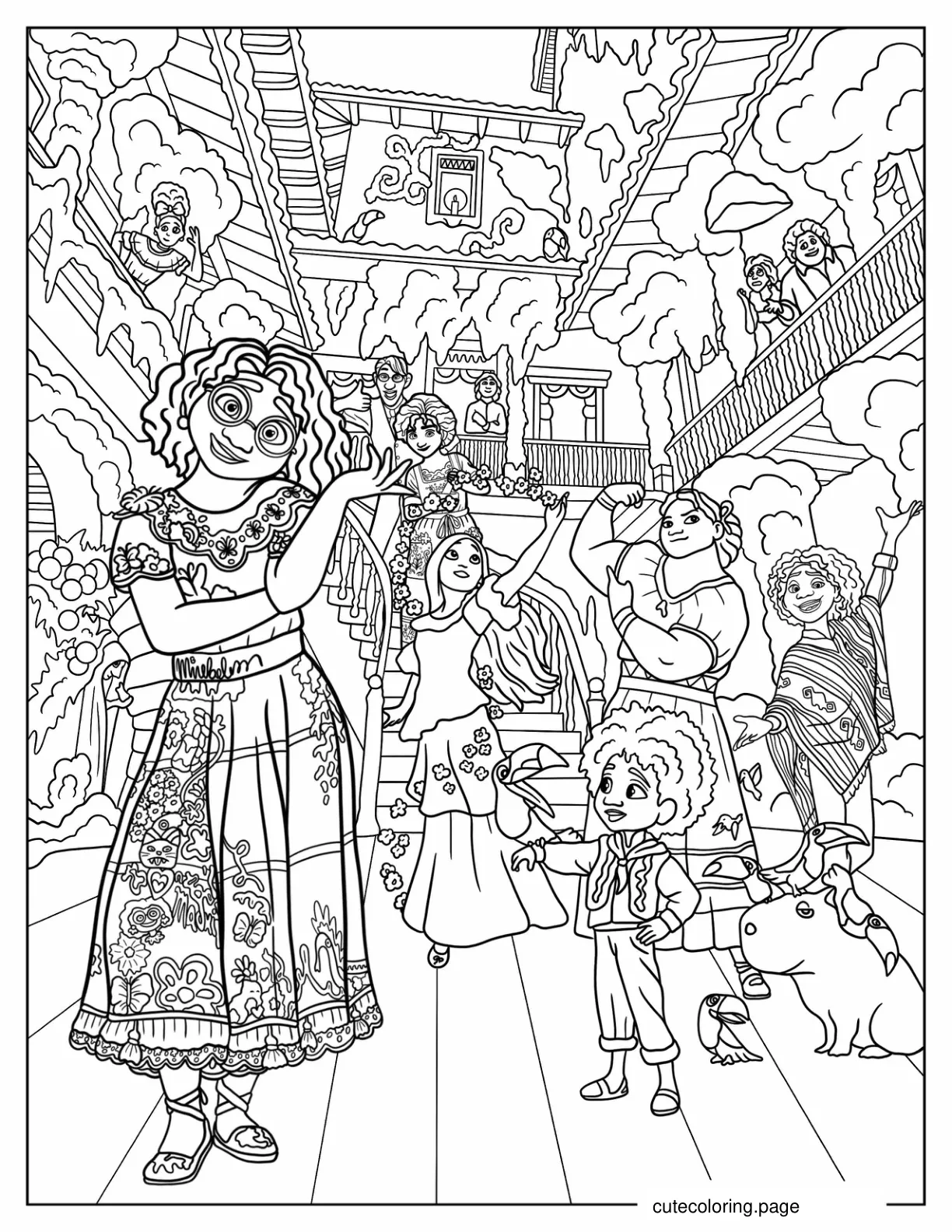 Madrigal Family Inside Casita coloring page