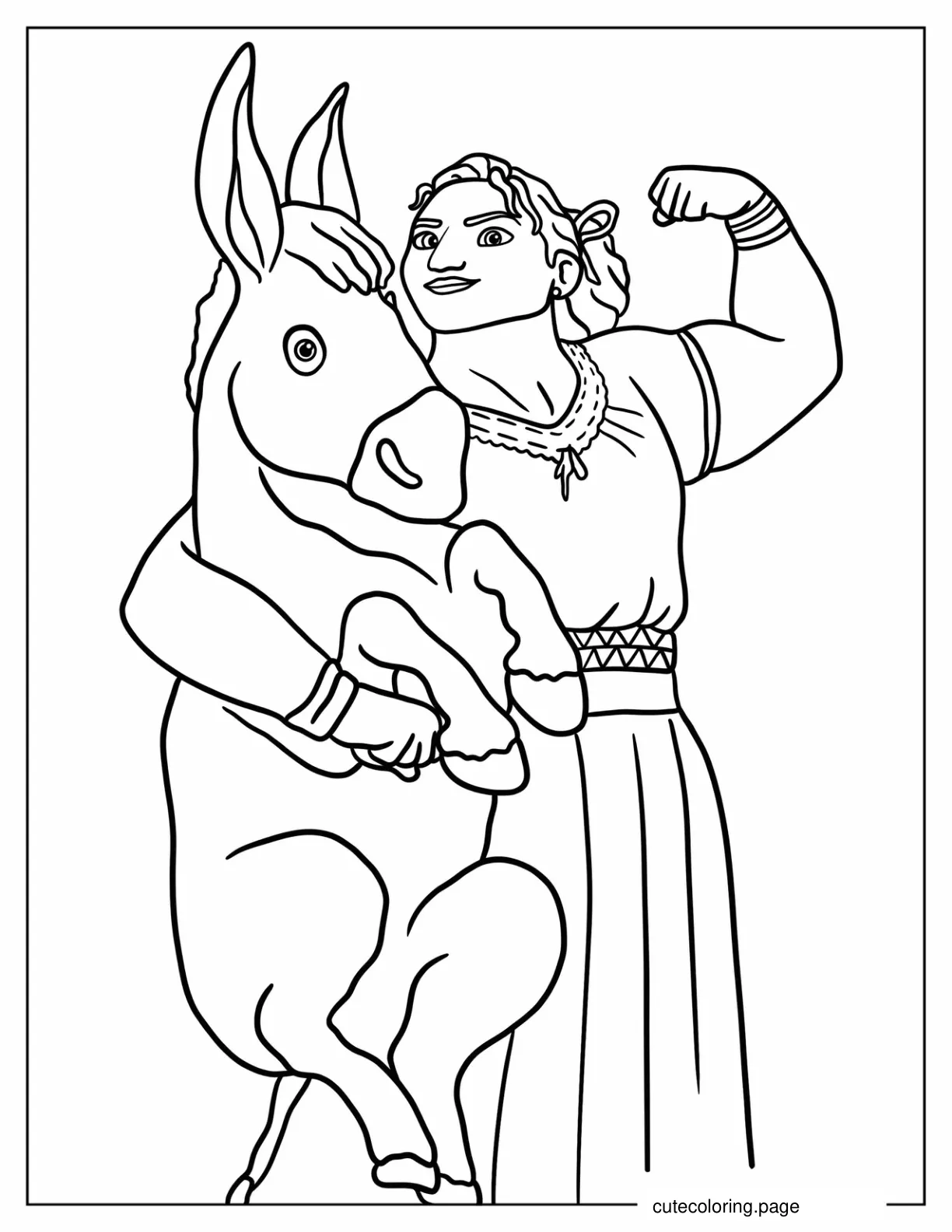 Simple Coloring Sheet Of Luisa Carrying A Donkey coloring page