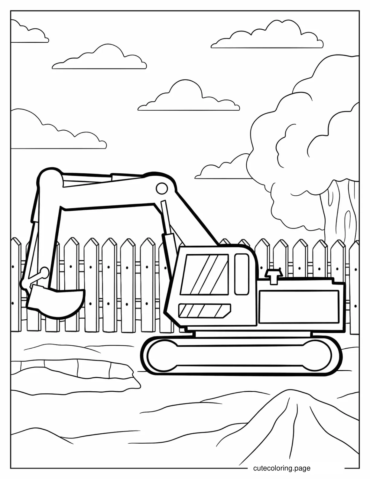 Digger Moving Around Building Site coloring page