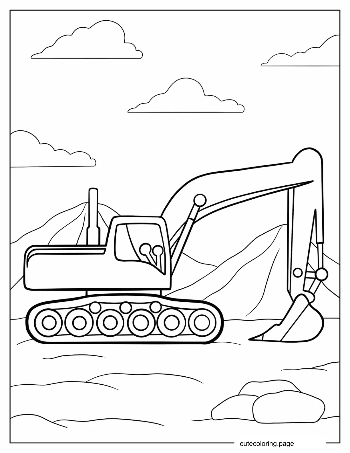 Easy Excavator To Color coloring page