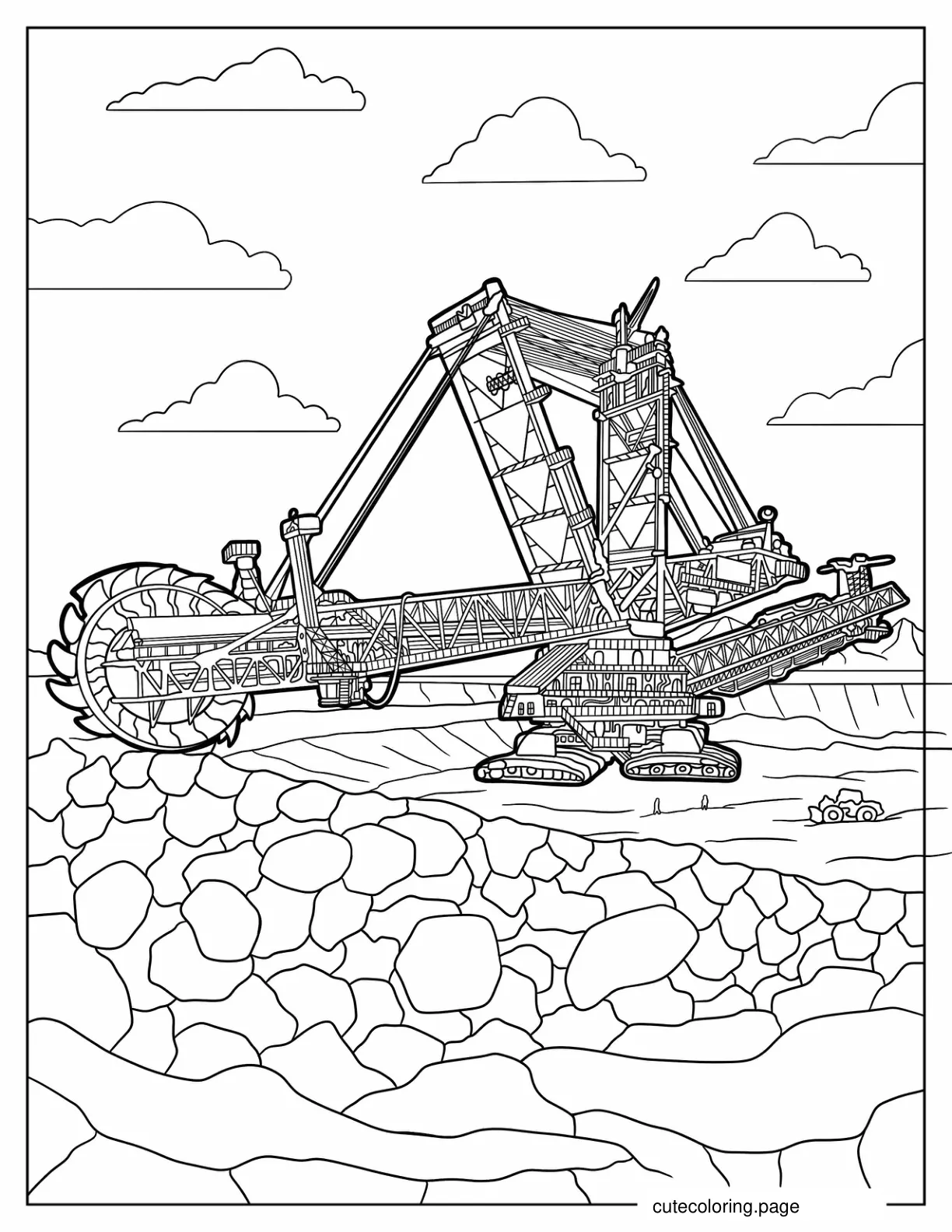 Ginormous Bucket Wheel Excavator To Color coloring page