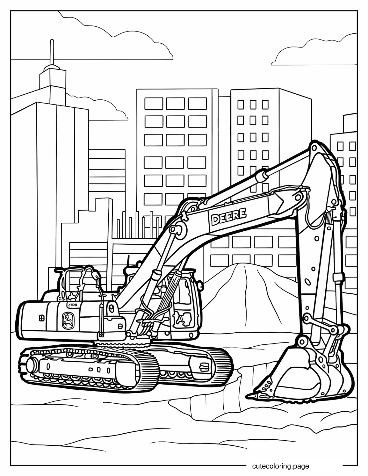 John Deere Excavator Coloring Page coloring page