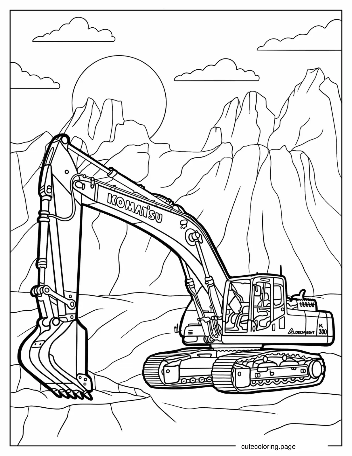 Komatsu Excavator To Color For Kids coloring page