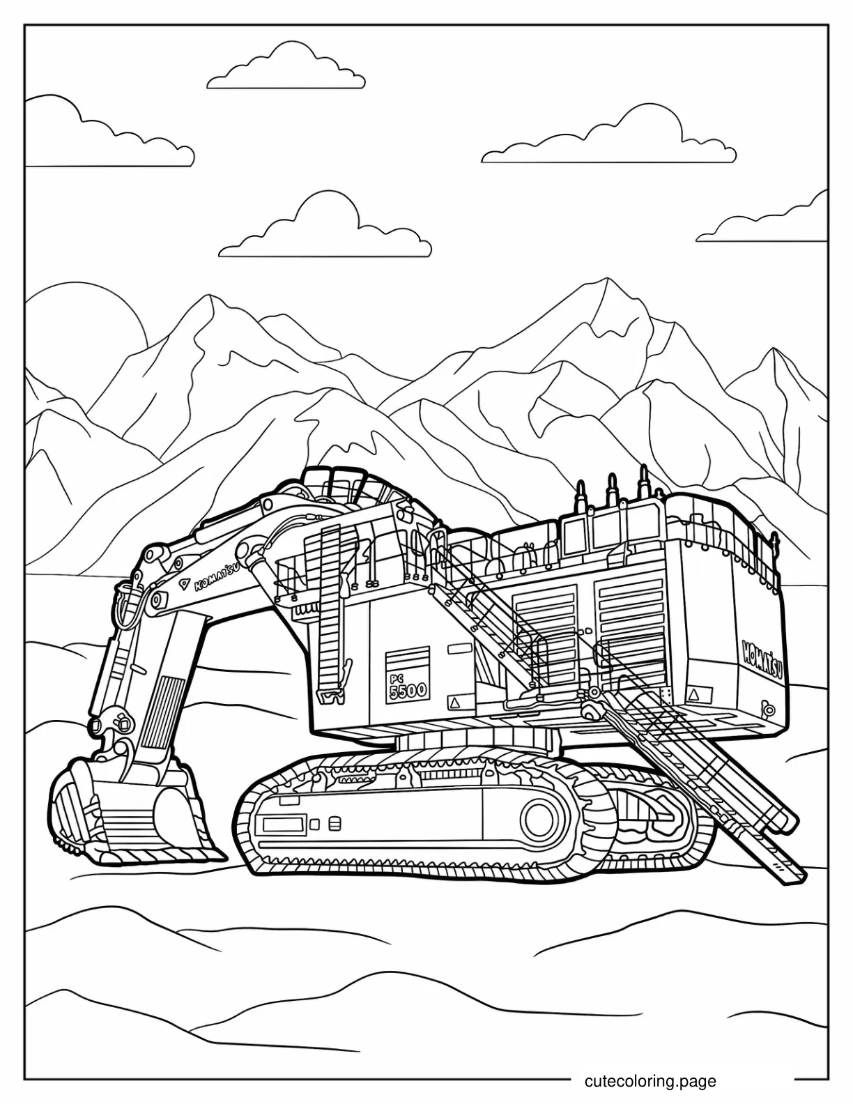 Komatsu Mining Excavator To Color coloring page