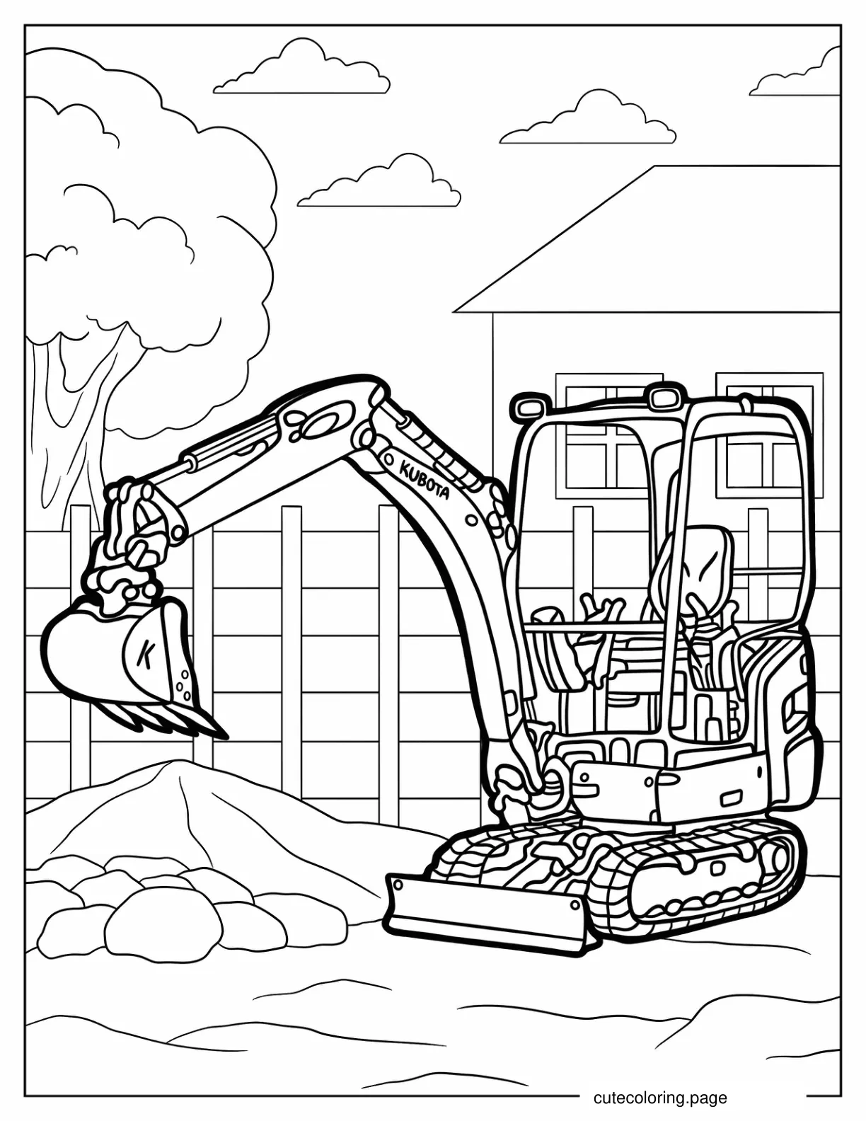 Kubota Mini Excavator To Color coloring page