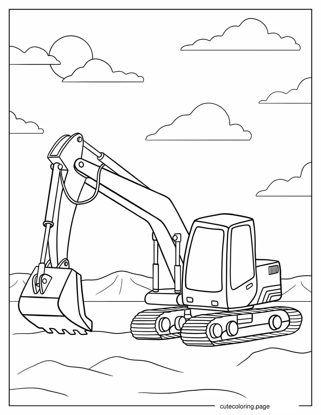 Simple To Color Excavator coloring page