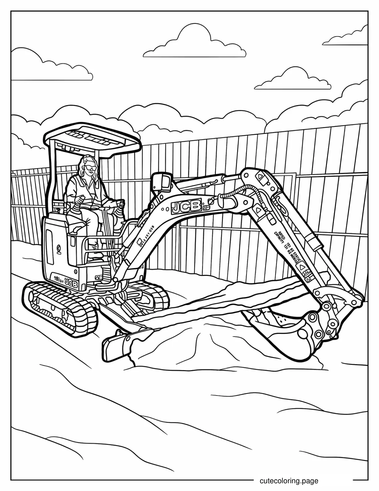 Small One Person Excavator coloring page