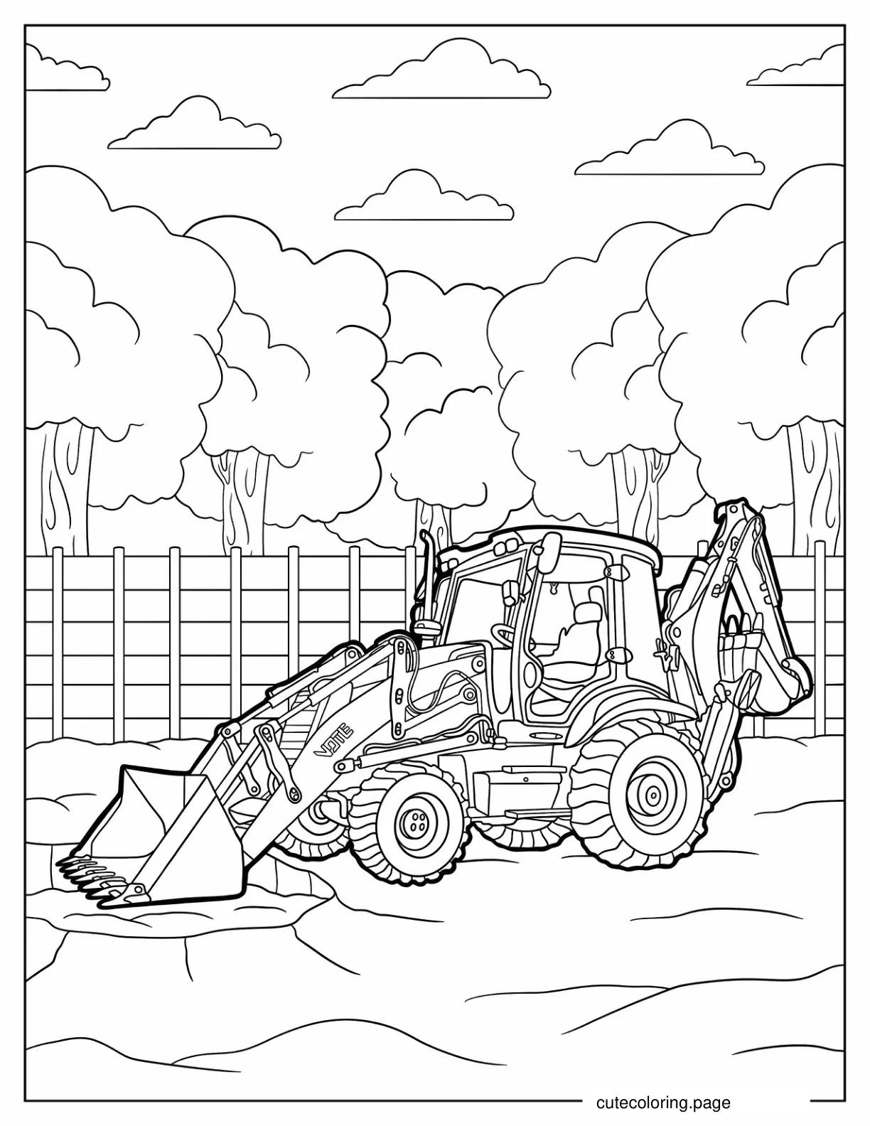 Tractor Excavator Coloring Page coloring page