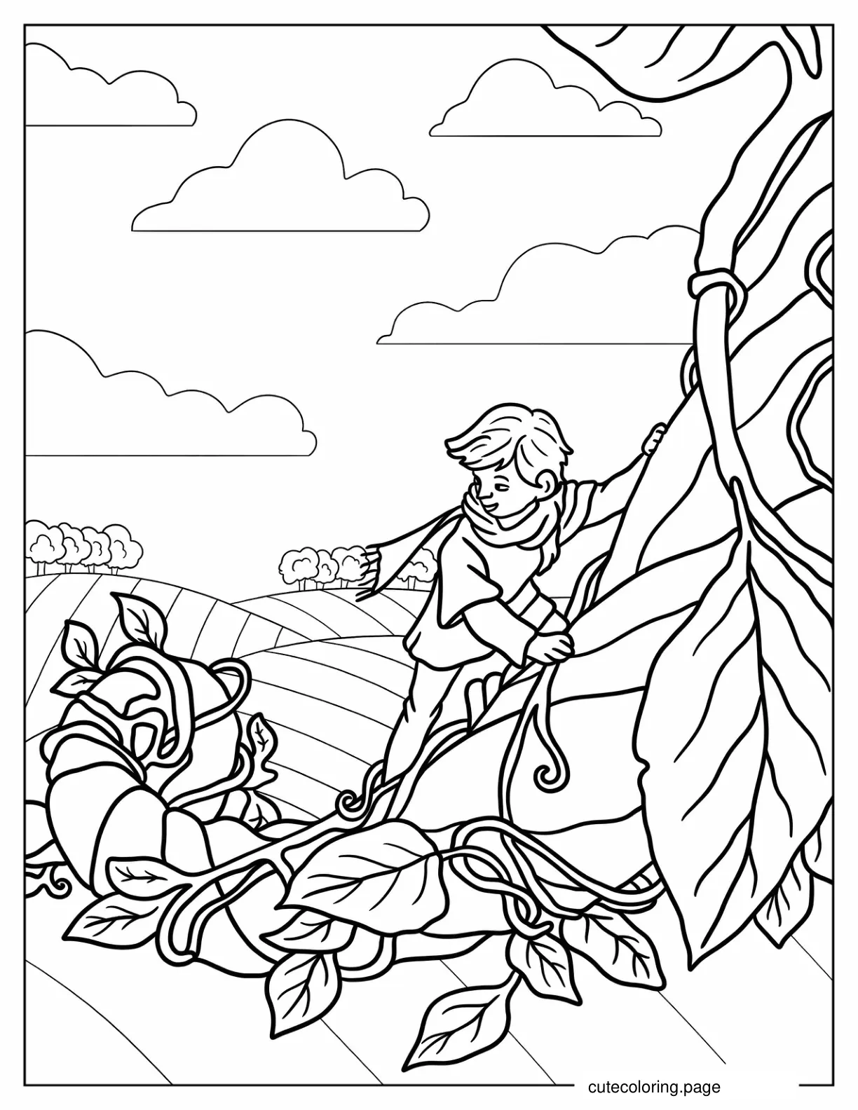 Coloring Sheet Of Jack Climbing The Beanstalk coloring page