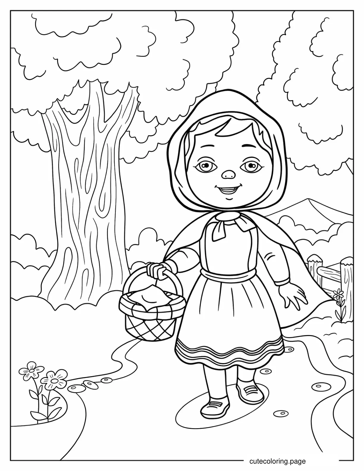 Cute Little Red Riding Hood Coloring Page coloring page