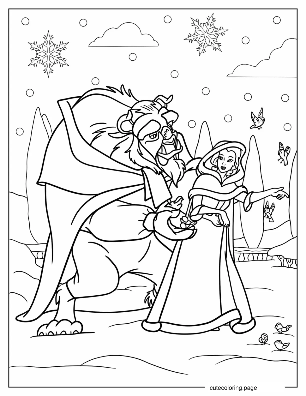 Easy Beauty And The Beast Coloring Sheet coloring page